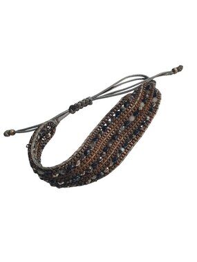Crystal Slide Bracelet Woven Multistrand Beaded Handmade Fashion Jewelry Adjusta